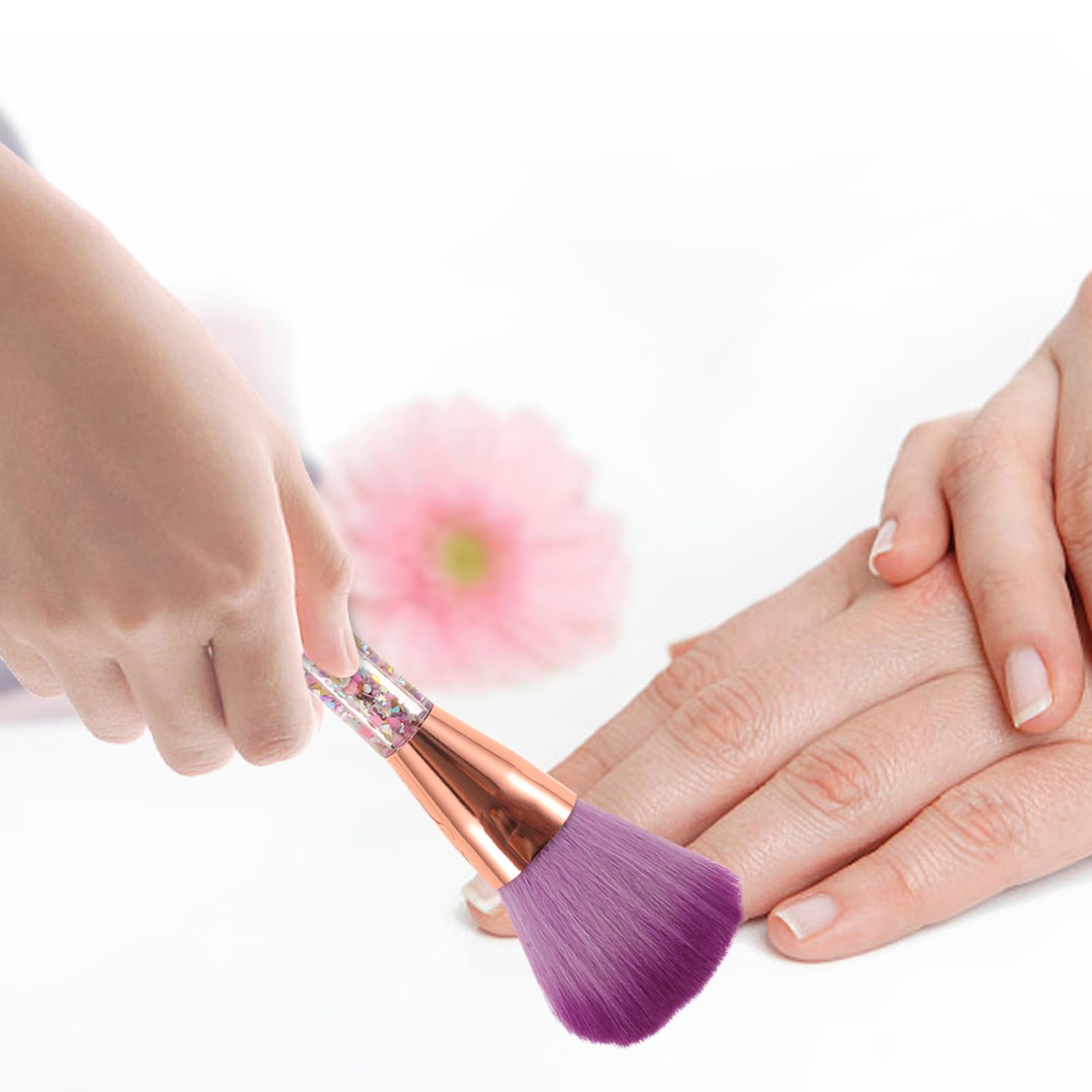 FRCOLOR Nail Brush Glitter Handle Blush Brush Soft Bristles Portable Makeup Tool for Women