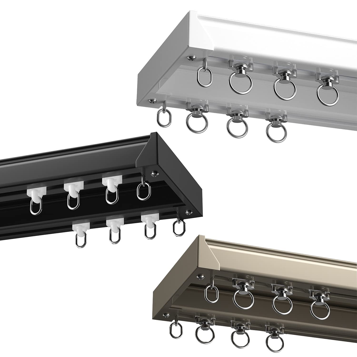 Rail de rideau double plafond robuste tingle coulissante noire 3m