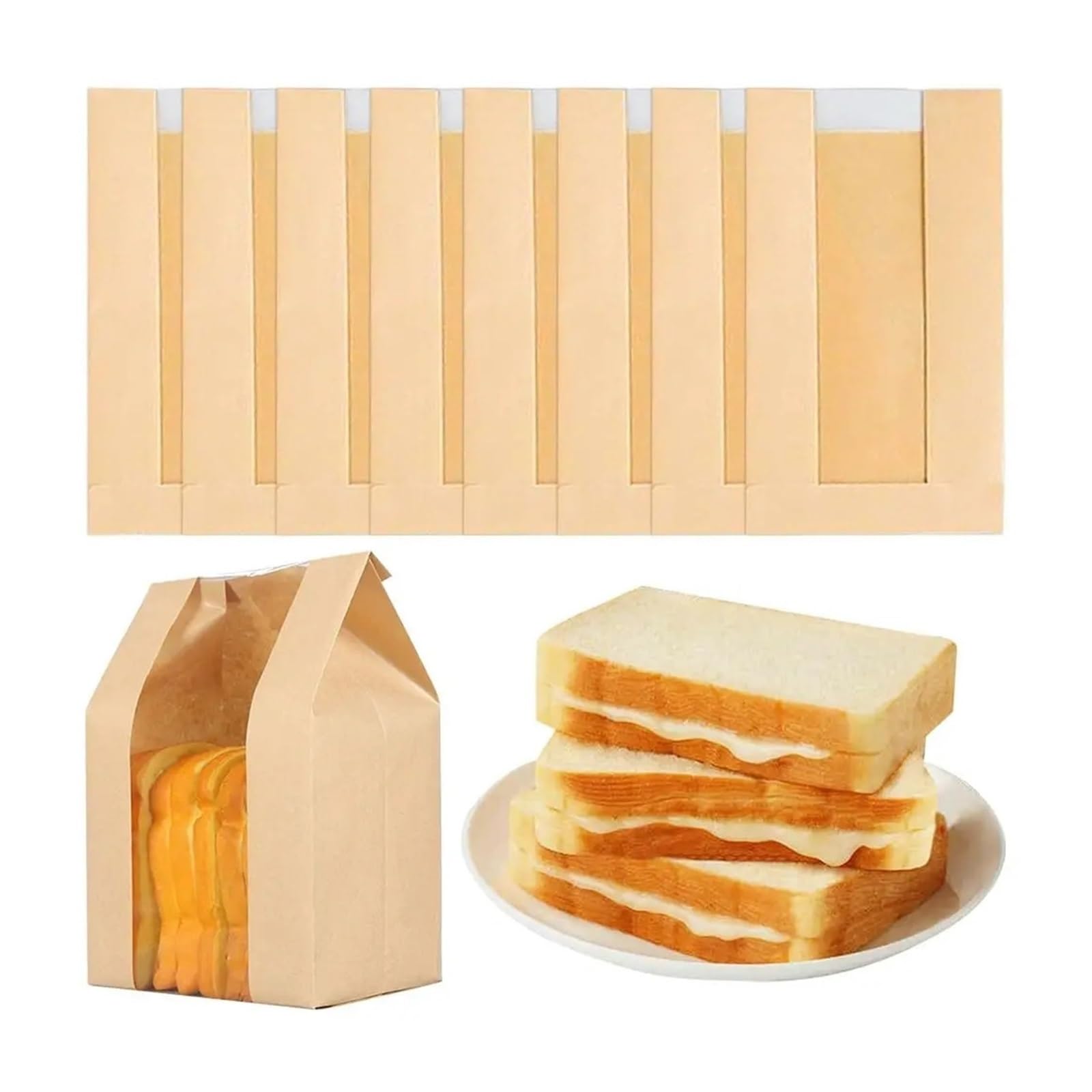 100pcs Paper Bread Bags For Homemade Small Bakeries for Bread