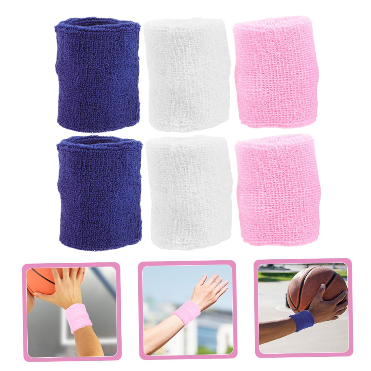 5 juegos de muñequeras deportivas para adolescentes, bandas elásticas para el sudor, cómodas y elásticas, elegantes y duraderas para baloncesto, gimnasio, correr, actividades al aire libre, 6 unidades