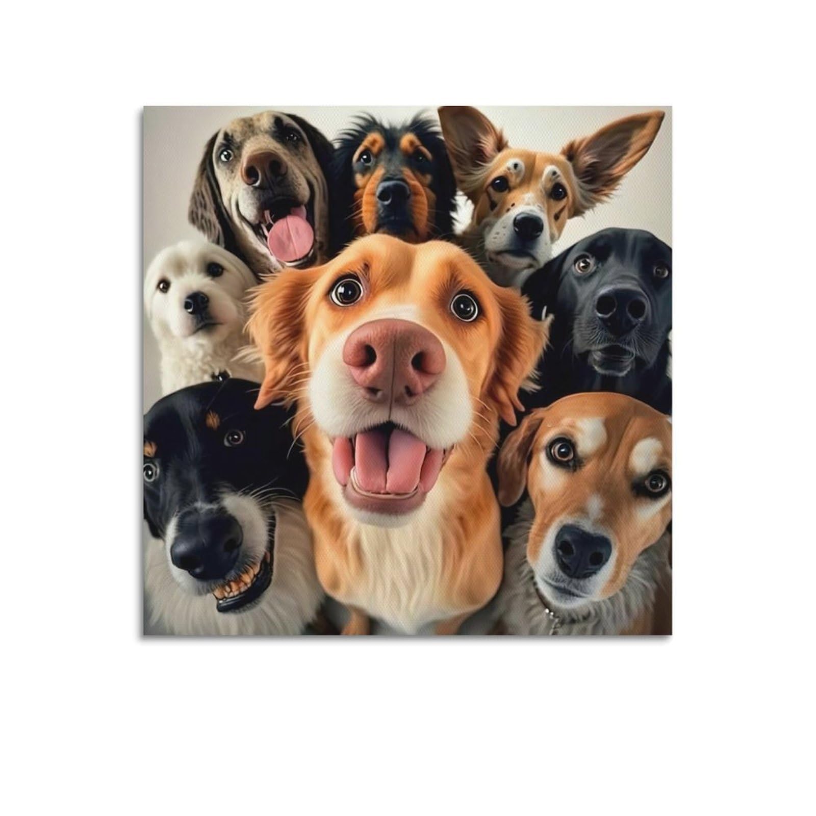 WZKTCL Animal Poster Puppy Party Poster Decorative Painting Canvas Wall Posters And Art Picture Print Modern Family Bedroom Decor Posters 16x16inch(40x40cm)
