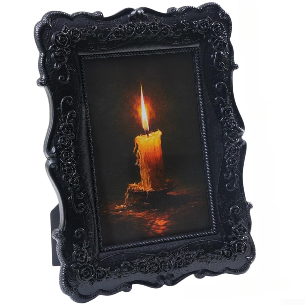 SiSinkal Gothic Black Embossed Photo Frame For Halloween Decor, Handcrafted Picture Frame With Artwork For Home Office Bedroom Display, 6 7 8 10 Inch(7in)