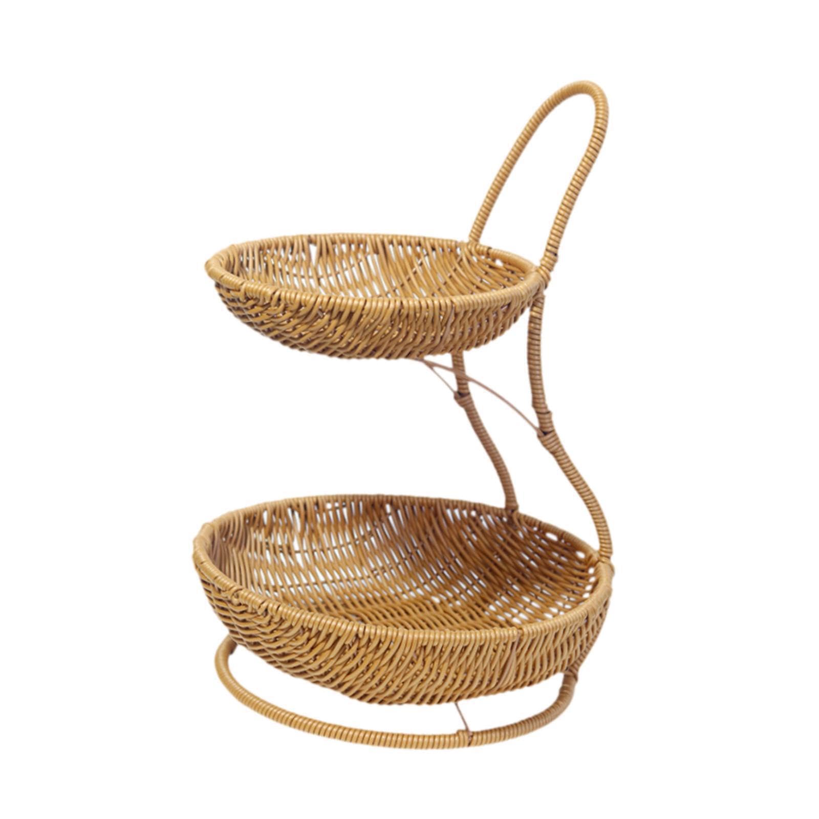 PIXZCSA Stylish 2 Tier Storage Basket Practical Solution For Organizing Fruits Vegetables Snacks Bread Effortlessly Countertop Fruit Basket Storage Fruit Bowl