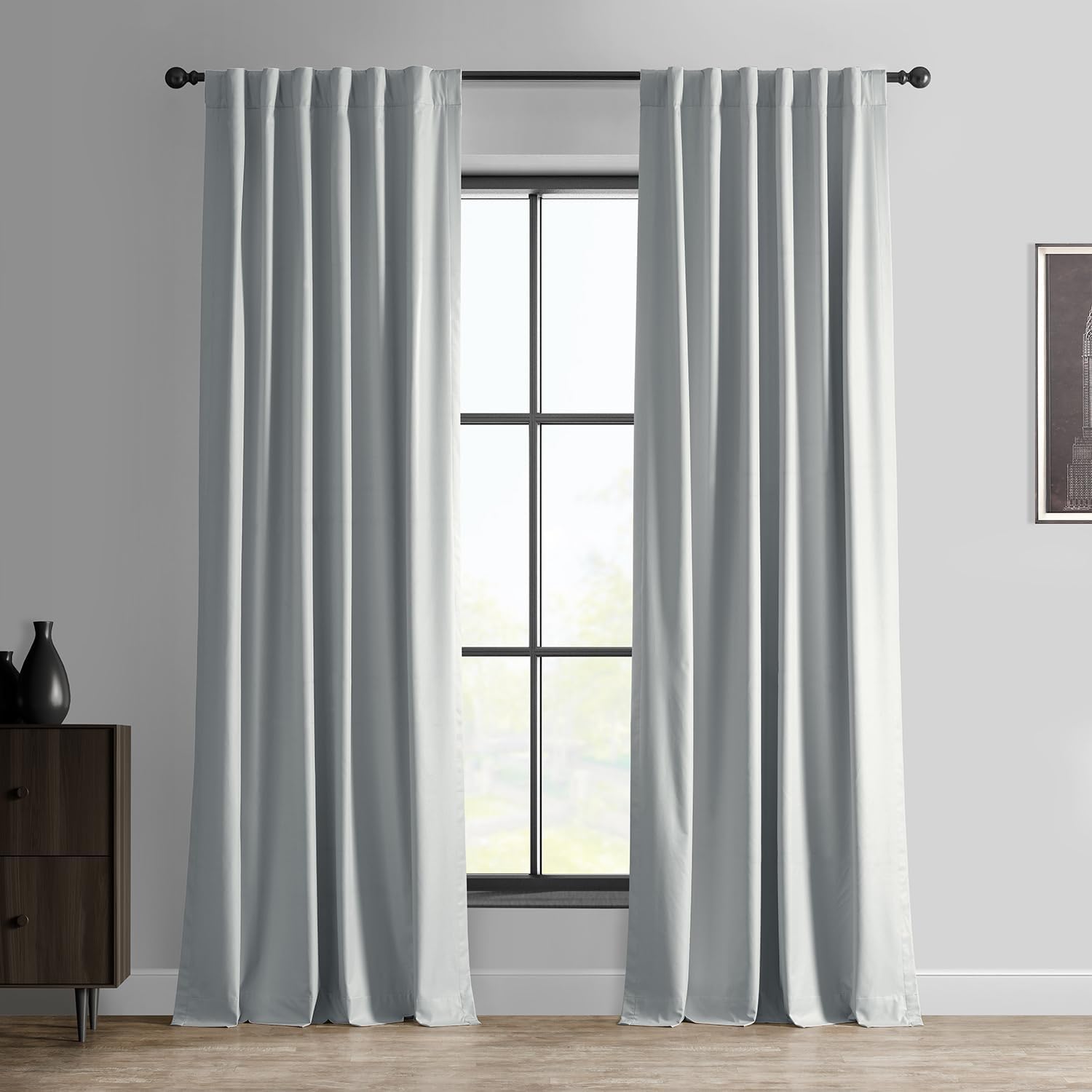 HPD Half Price Drapes Essential Solid Blackout Curtains for Bedroom 96 Inches Long (1 Panel) Thermal Insulated Blackout Curtains for Living Room Rod Pocket Window Curtains, 50W x 96L, Silver Grey