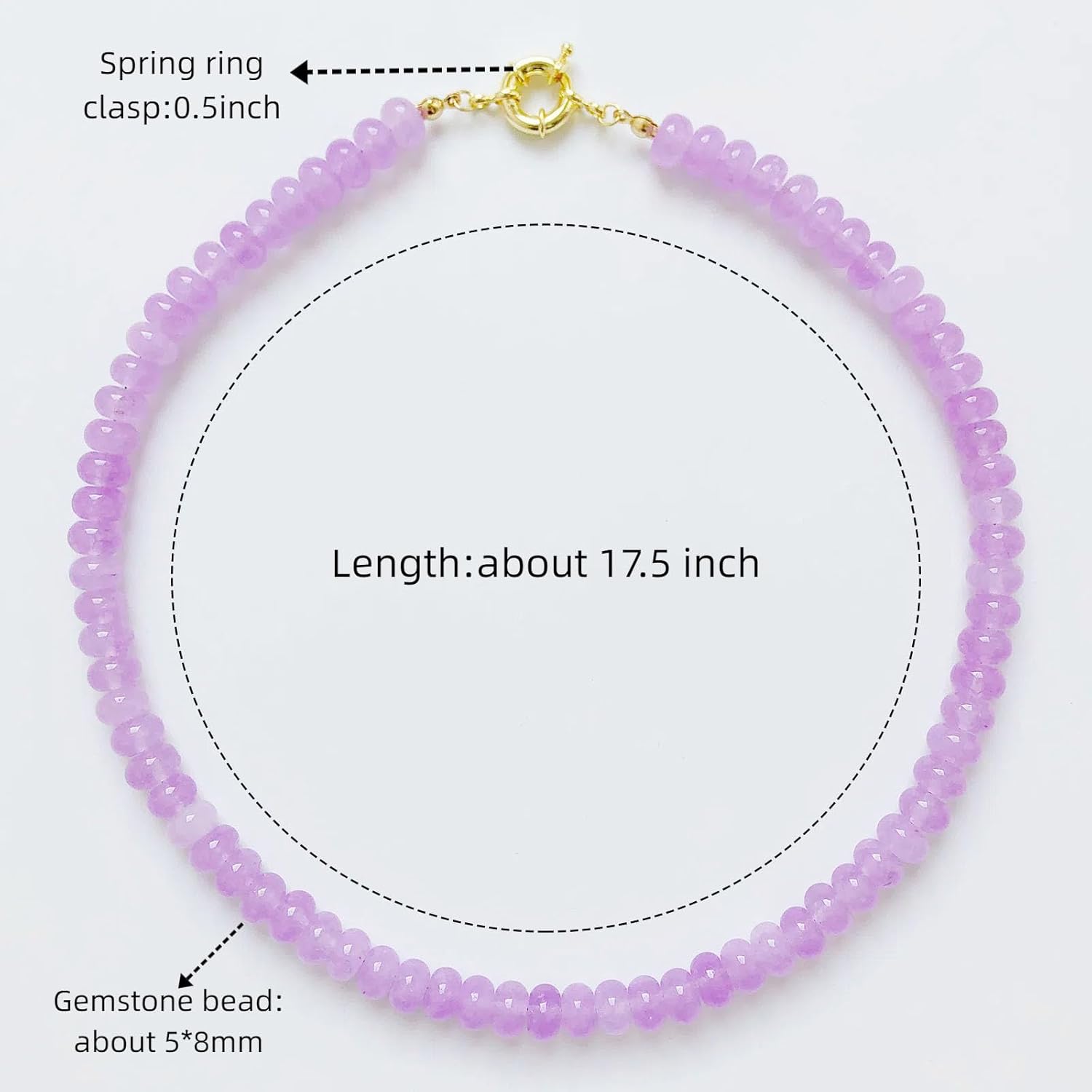 Beaded Gemstone Necklace for Women, Pure Color Boho Bead Choker Natural Stone Surfer Beach Rainbow Beads 18K Gold Plated DIY Handmade Jewelry Charm Trendy Birthday Gifts - Image 2