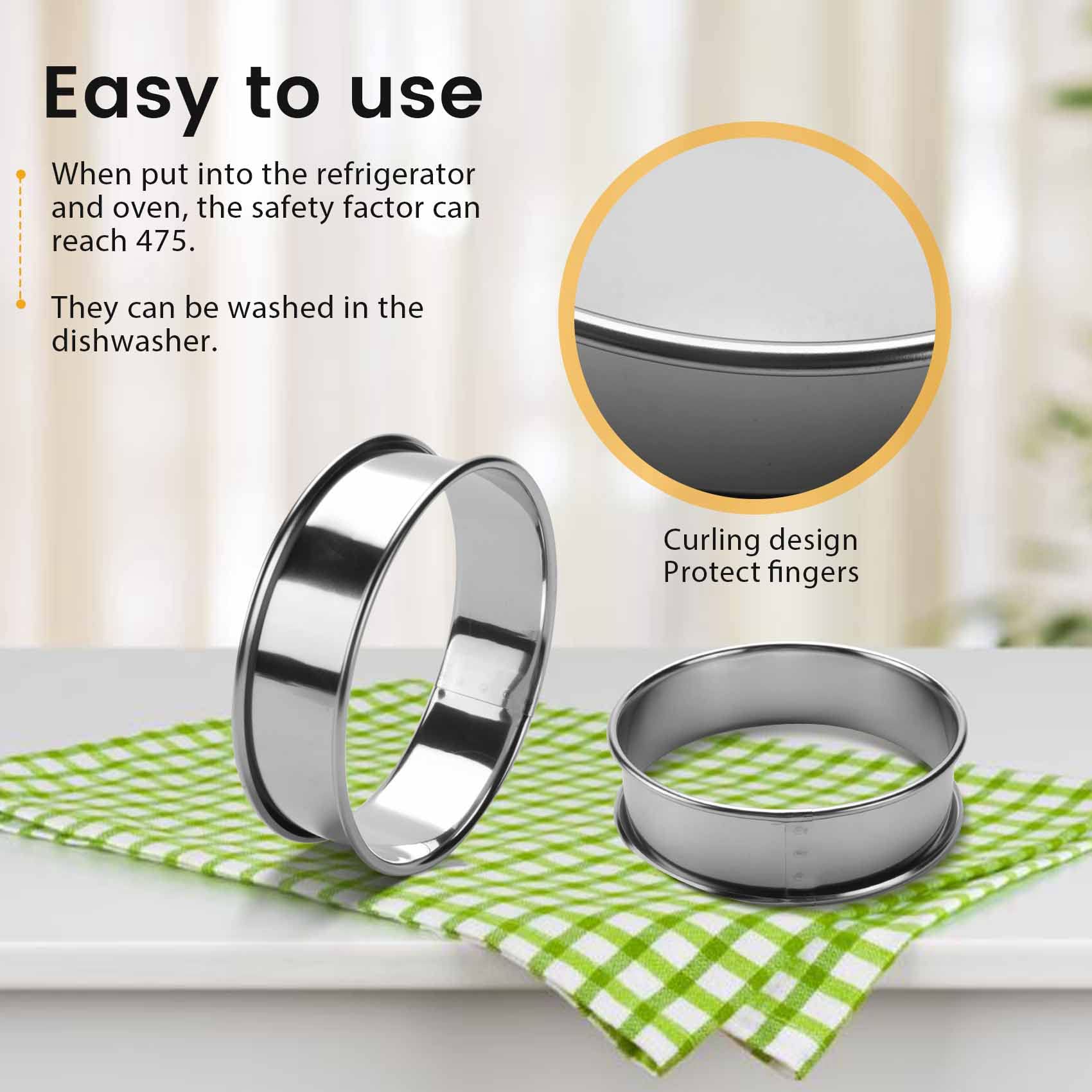 Jkjhbhged Double Rolled Tart Rings, English Muffin Rings Professional Crumpet Rings Set of 4