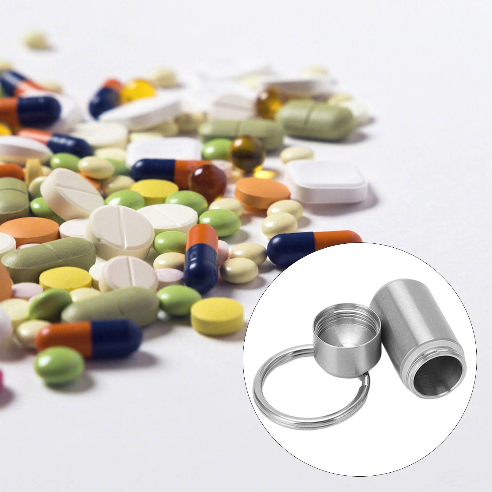 Portachiavi,Contenitore per Pillole medicinali in Acciaio Inox, Portatile, Impermeabile, per Medicina, Piccolo Contenitore per Capsule, Organizer e