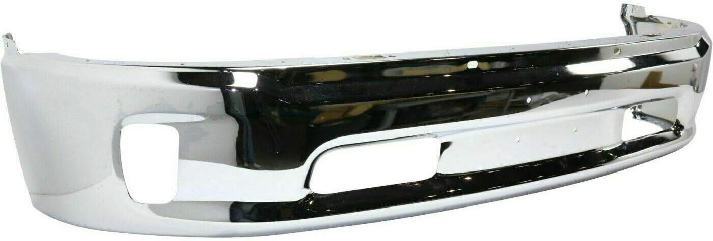 Front Bumper Chrome With Fog Light Holes + Lower Valance Air Deflector For 2013-2018 Ram 1500 Direct Replacement