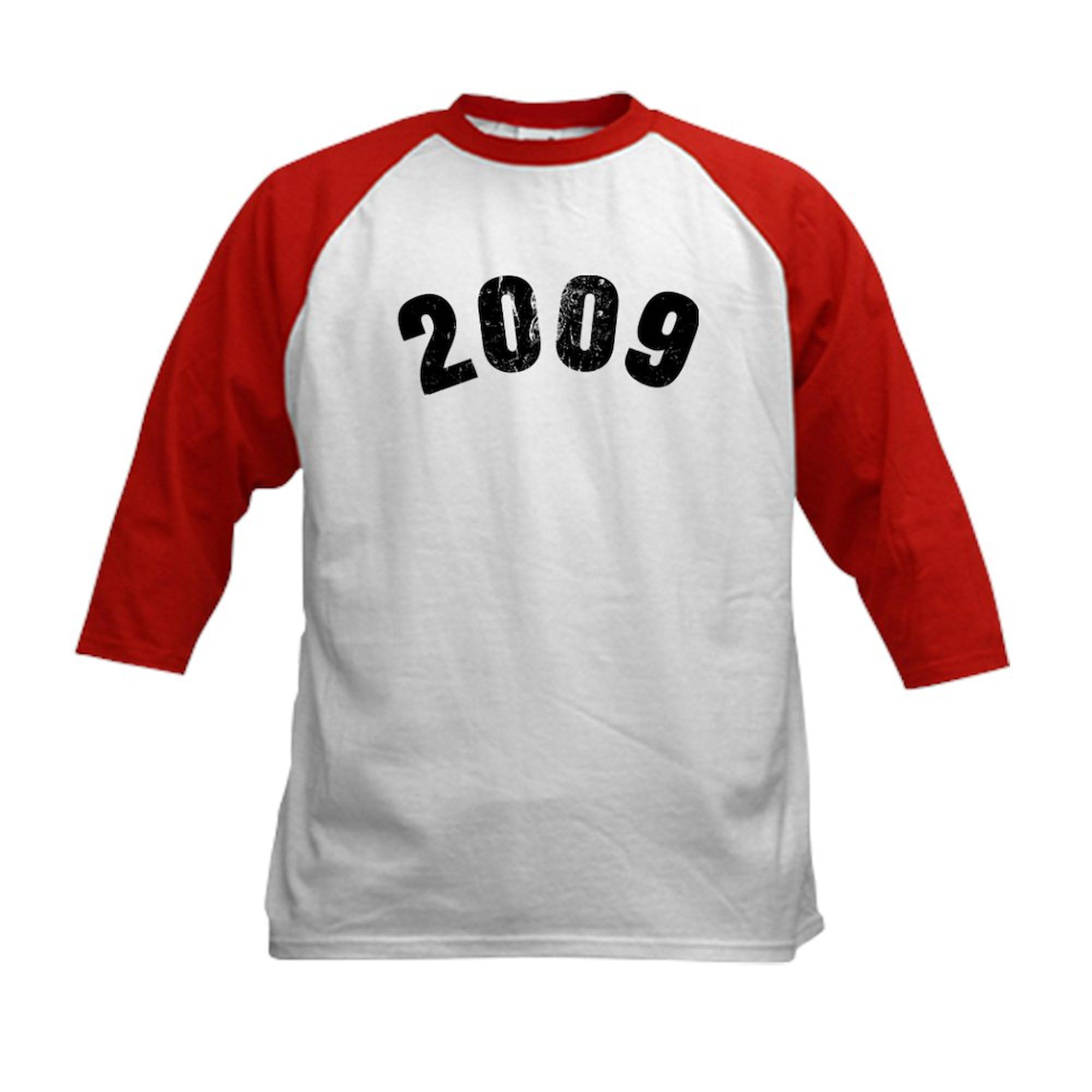 CafePress 2009 Year Vintage Baseball Jersey Kids Cotton Baseball Jersey, 3/4 Raglan Sleeve Shirt Red/White