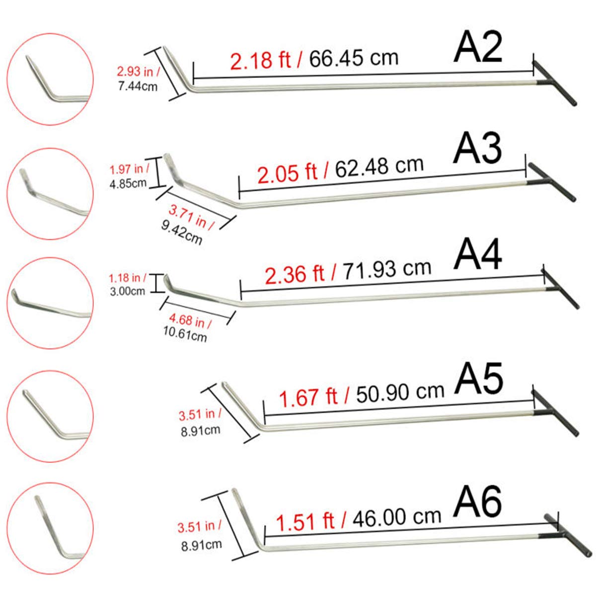 WHDZ Paintless Dent Repair Rods Kit Tools Repair Hammer LED Double Stripe Line Board 21pcs Rods for Car Auto Dent Hail Damage Removal Kit