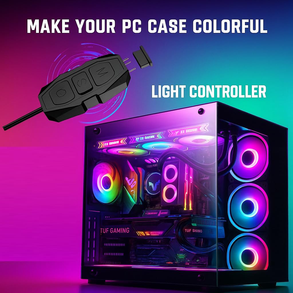Gebildet Kit Controller ARGB per Ventole RGB per PC, Controller per Ventole RGB di Alimentazione SATA, Hub per Ventole ARGB per Computer, Controllo RGB e Singolo Effetto Luce