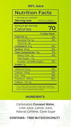 Flova Energy Drink, All Natural, Electrolytes and Minerals from Coconut Water, 4 Simple Easy to Pronounce Ingredients, 99% Juice, Assorted Pack of 12 Cans