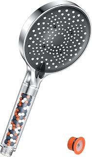 Filter Shower Head High Pressure - YEAUPE PRO Power Shower Head 6Sprays Shower Head Low Pressure Water Softener Shower Head for Hard Water Shower Head Improve Skin Hair Large Shower Head