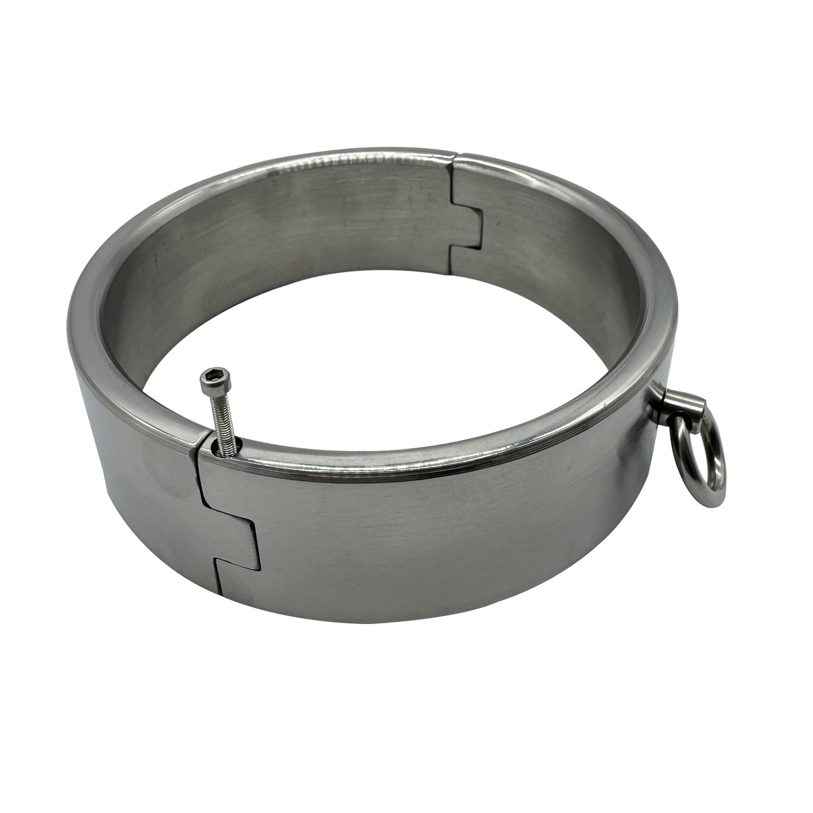 Collier Fétichiste de 4 cm Hauteur avec Anneau de Traction, Collier de Cou en Acier Inoxydable Bondage, Collier Sexuel en Métal, Jouet Sexuel BDSM pour Hommes, Femmes, Couples, Argent