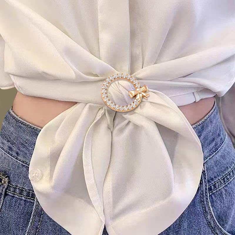 Image of 4PCS Round Scarf Rings Clips Bulk Fashion Circle Buckles for Women's Clothing T-Shirt Tie Cinch Clips Brooch Button Accessories (Classic)