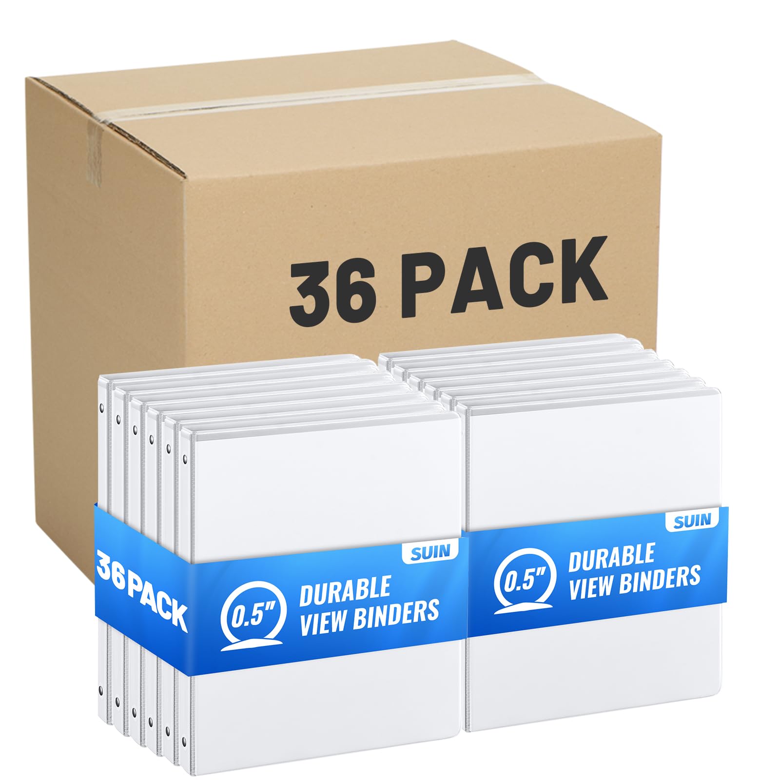 Photo 1 of SUIN 0.5'' Round Ring Binders - 36 Pack - White