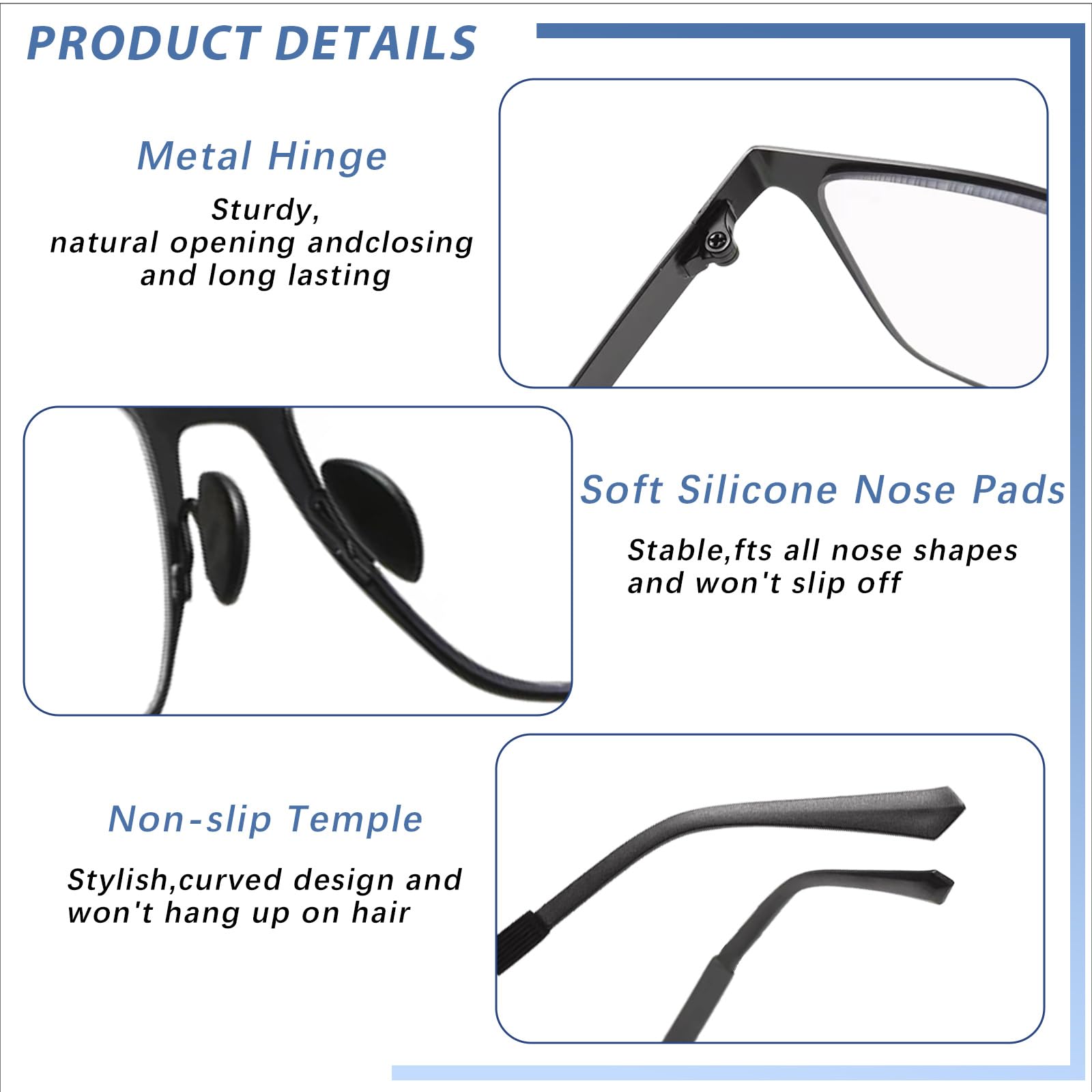 Gafas de lectura progresivas multifocales de metal para hombres, lectores progresivos, transición, bloqueo de luz azul, UV400