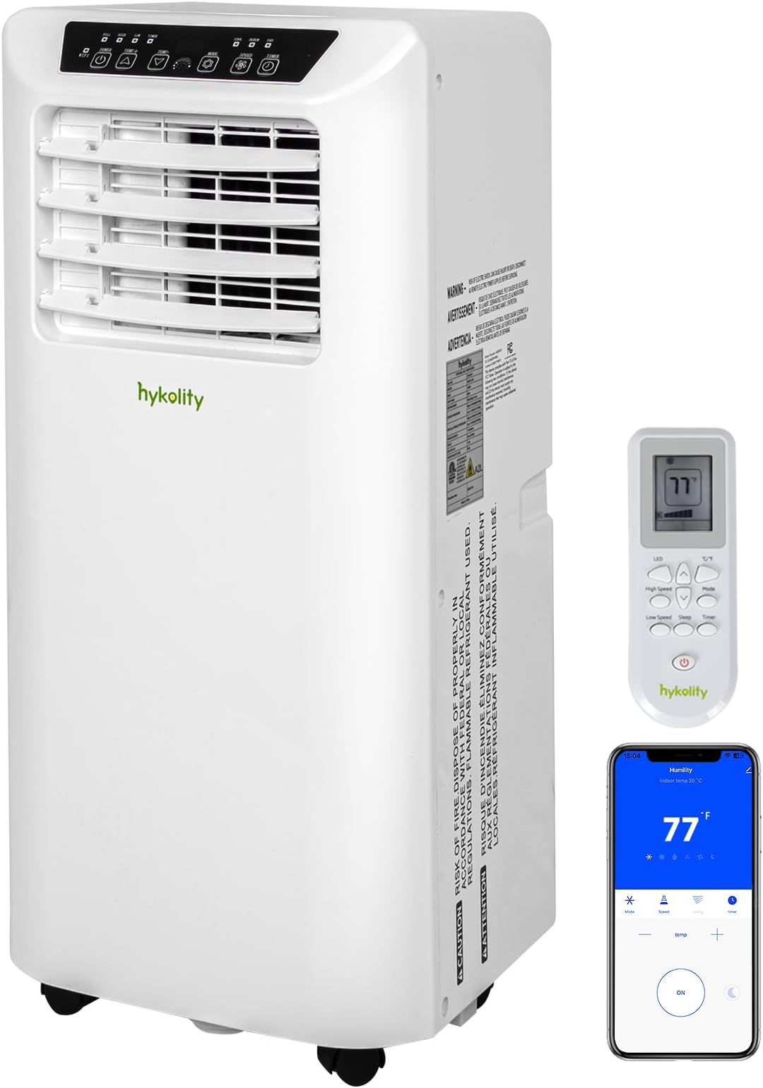 Hykolity WiFi Enabled Air Conditioner, 8000 BTU Smart Portable AC Unit, Cools up to 350 Square Feet, Ultra Quiet, Energy Saving with Remote, for Small Room, White