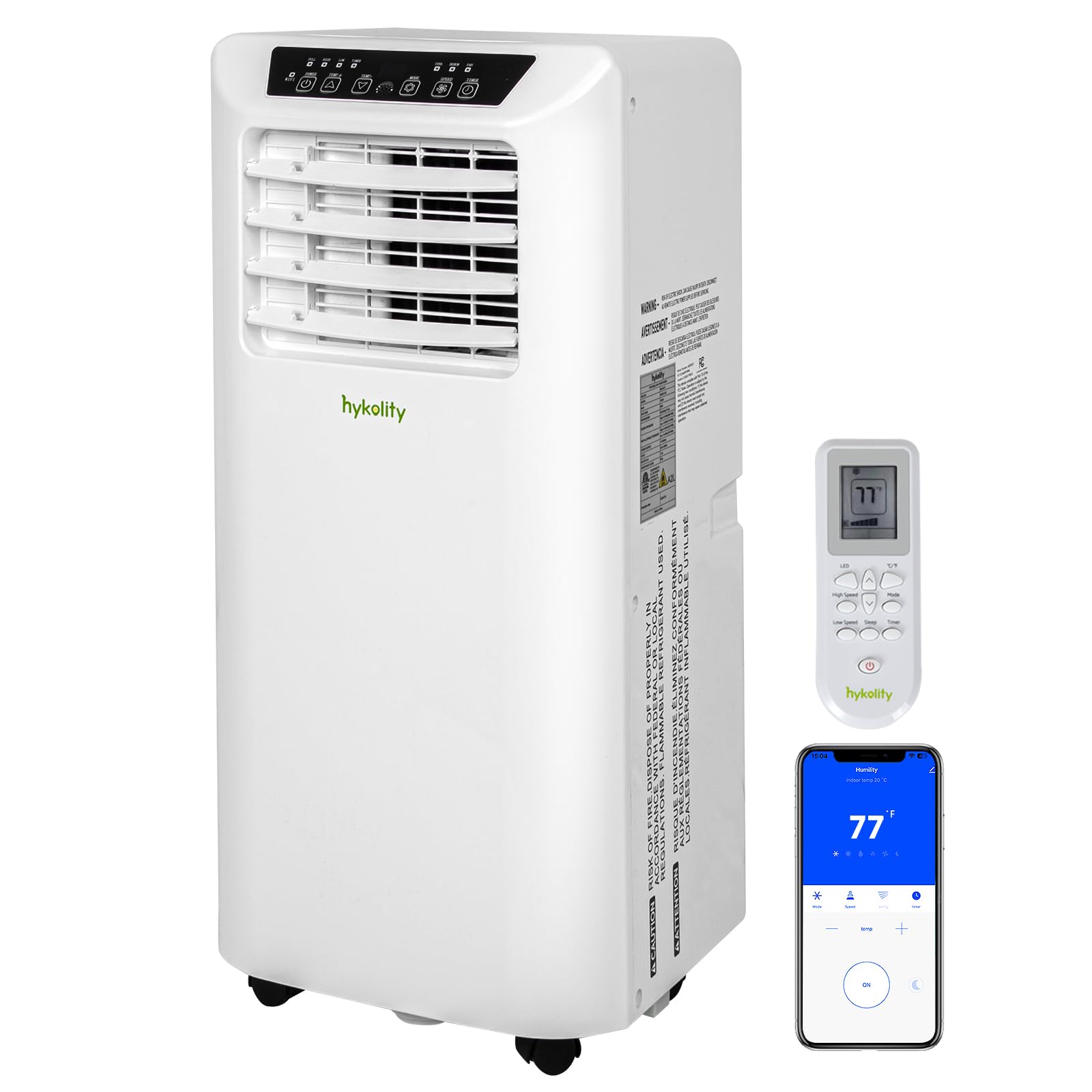 Hykolity WiFi Enabled Air Conditioner, 8000 BTU Smart Portable AC Unit, Cools up to 350 Square Feet, Ultra Quiet, Energy Saving with Remote, for Small Room, White