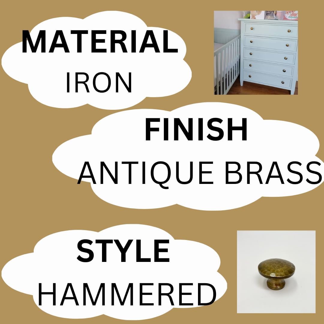 Antique Brass. Hammered Antique Knob. Home Decor Drawer Pull