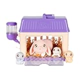 Little Live Pets Bunny Mini Interactive Toy Set, Hutch Animal Playset with 3 Surprise Babies, 20+ Sounds, Bunny Accessories for Girls Ages 3+