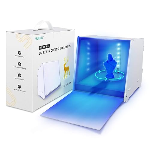 SUNLU Resin UV Curing Box, 405nm UV LED Lights, UV Light Curing Machine with Timer, 360° Spinning Turntable and Acrylic Reflector, Big Size Rotary Resin Dryer