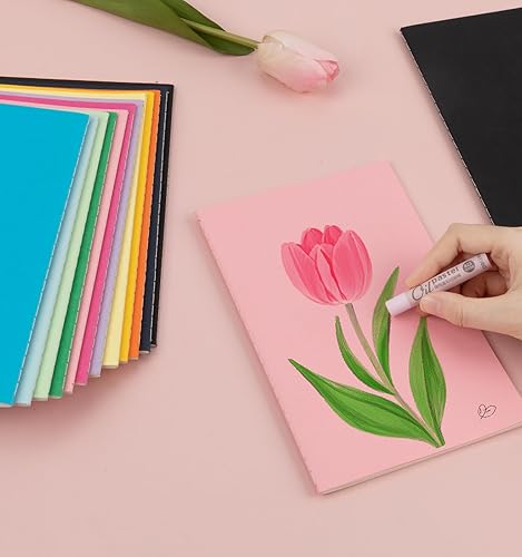 Vista 6 de Paquete de 24 cuadernos rayados coloridos para escritura, cuadernos a granel, libros de composición A5, 8.3x5.5 pulgadas, 60 páginas, 30 hojas