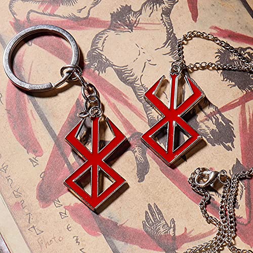 Mullike Behelit Necklace Keychain Haou no tamago Necklace Brand Of Sacrifice Rune Behelit Guts Sword Keychain for Men4