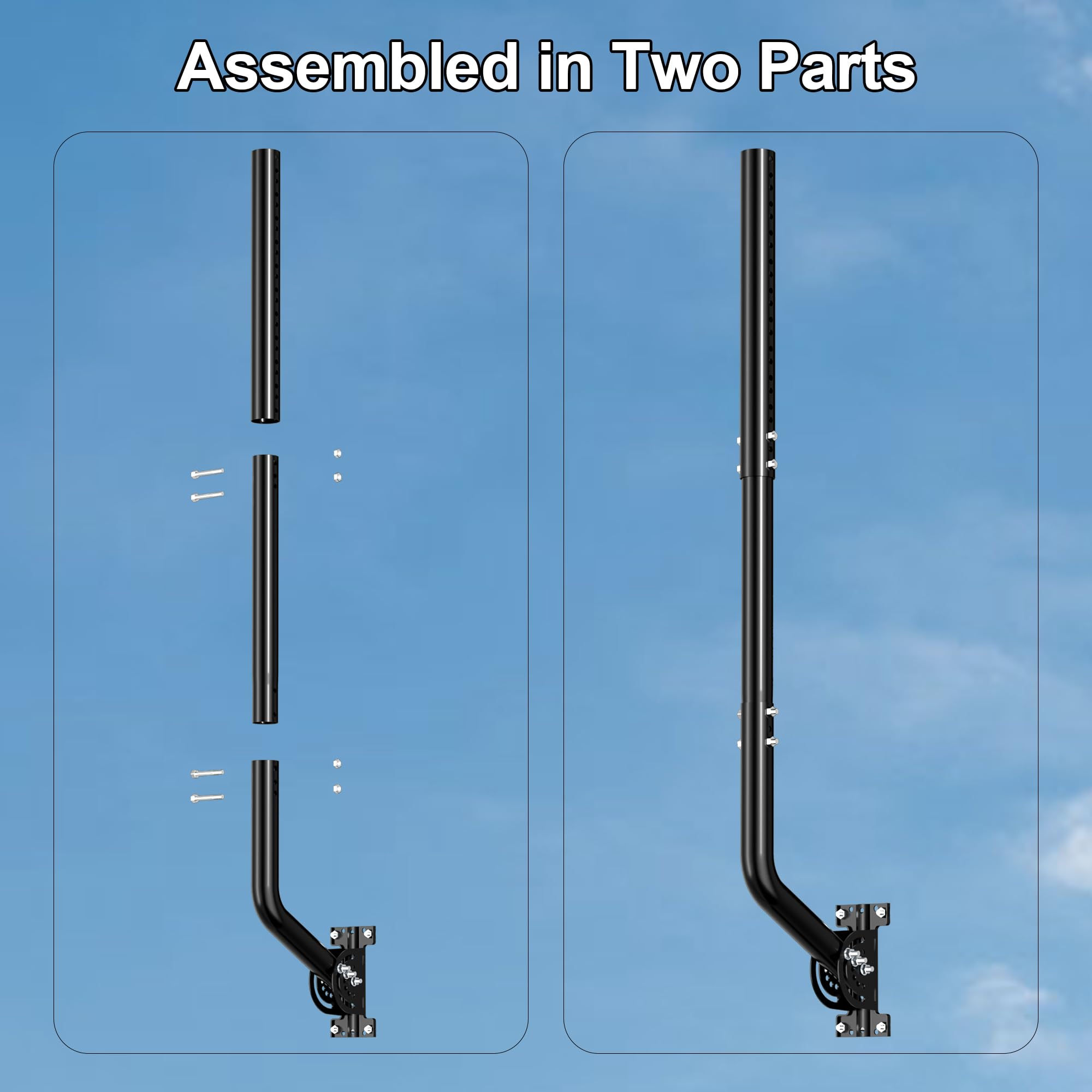 Palo antenna universale per TV, satellite, radio, antenne WiFi, Star-link (Nero-71-101cm)