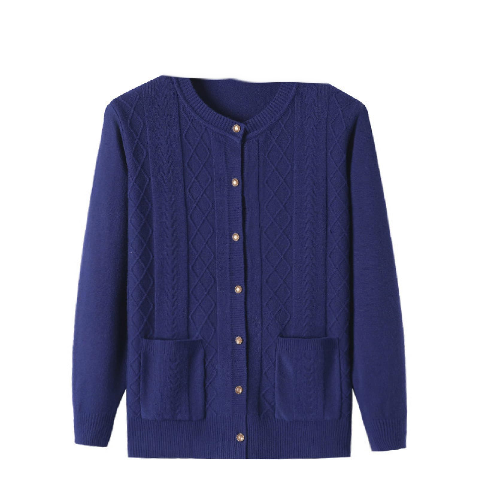 ORDOBO Strickjacke Für Damen - Frauen Einreiher V-Ausschnitt Lange Ärmel Stricken Pullover Mantel Einfache Mode Einfarbig Warme Oberbekleidung Für Tägliche Büro Kleidung