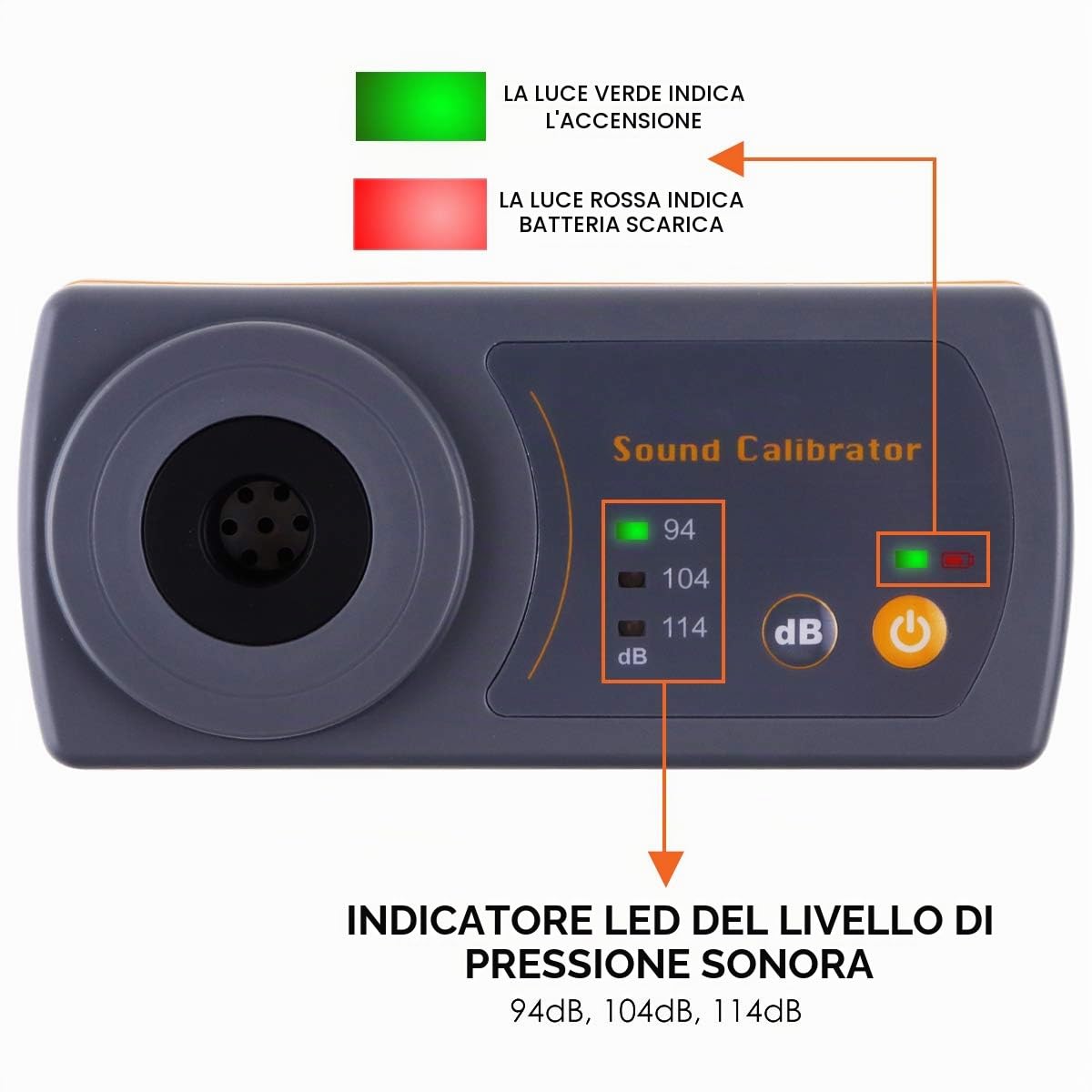 Digital Sound Calibratore 94db E 114db Per 1/2" E 1" Pollice (30dB ~ 130dB)