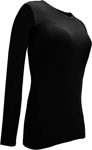 Miniatura 4 de Natural Uniforms Camiseta de manga larga con cuello redondo para mujer, paquete de 5 unidades