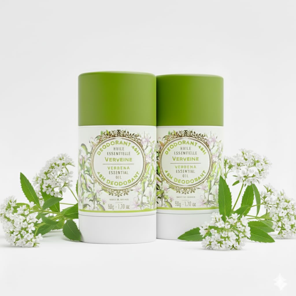 Panier des Sens - Natural Deodorant for Women - Aluminum Free Deodorant for Sensitive Skin - Fresh Verbena Scent - 48H Odor Protection - Shea Butter - Vegan Deodorant - Made in France - 2 x 1.7 oz