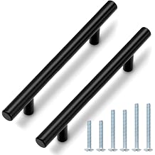 Probrico 30 Pack|5 inch Cabinet Pulls Black Stainless Steel Modern Style Round T Bar Handles Dresser Drawer Pulls Kitchen Cabinet Knob Hardware
