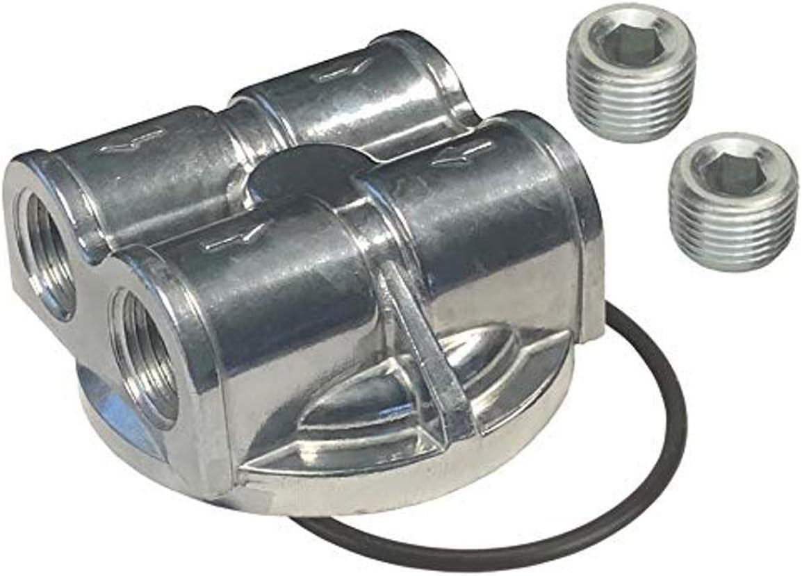 Derale 15756 Oil Filter Adapter, Bypass, Block Mount, 20 x