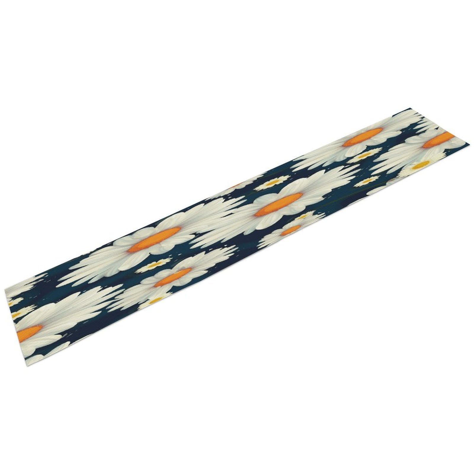 Btcowzrv Style Daisy Pattern Linen Table Runner 72.4 Inches Long, Machine Washable Table Runner For Party Kitchen Dining Table Coffee Holiday Party Decor, 13.4"X72.4"