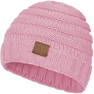 Aigemi Kids Baby Toddler Cable Ribbed Knit Childrenâ€™s Winter Hat Beanie Cap (Pink)