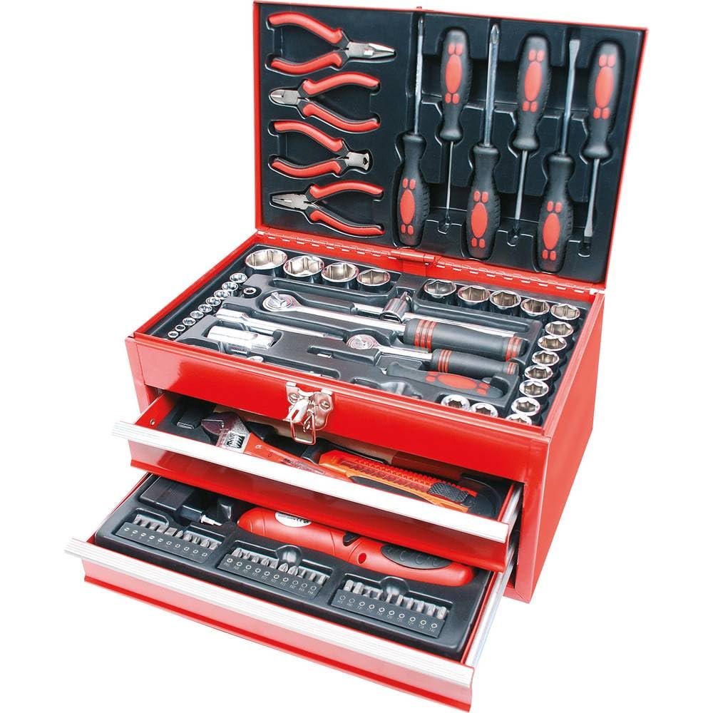 Mannesmann M29066, Caja de herramientas equipada, Multicolor, Juego de 155 piezas