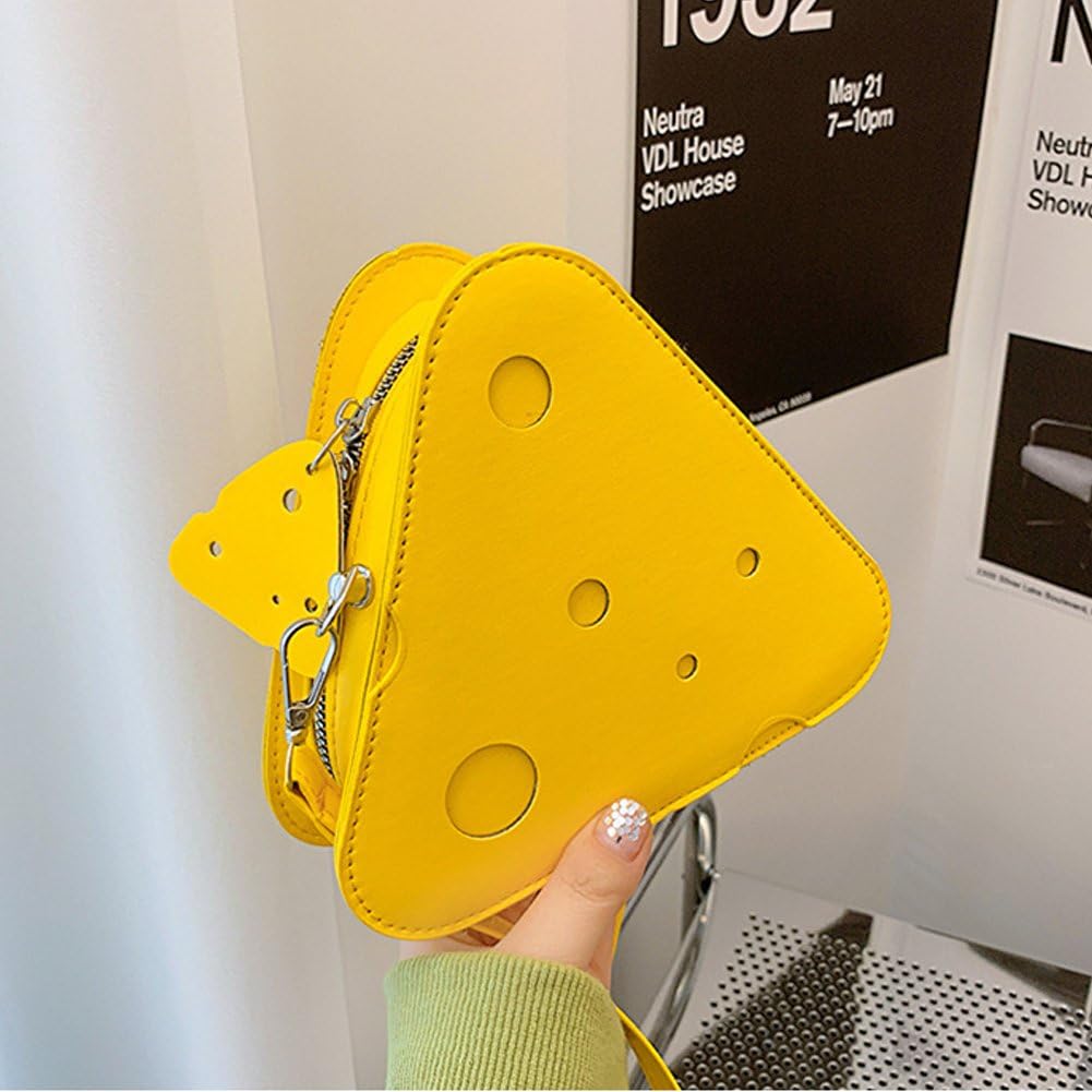 Mini sac à main en cuir PU en forme de fromage pour femmes et filles