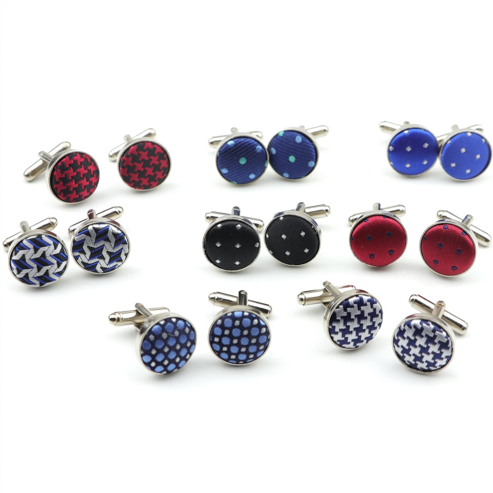 Anzug-Manschettenknöpfe Classic Fashion Dots Polyester Check Design Manschettenknopf für Herren Manschettenknöpfe Manschettenknöpfe Schmuck (Metal Color : 22)