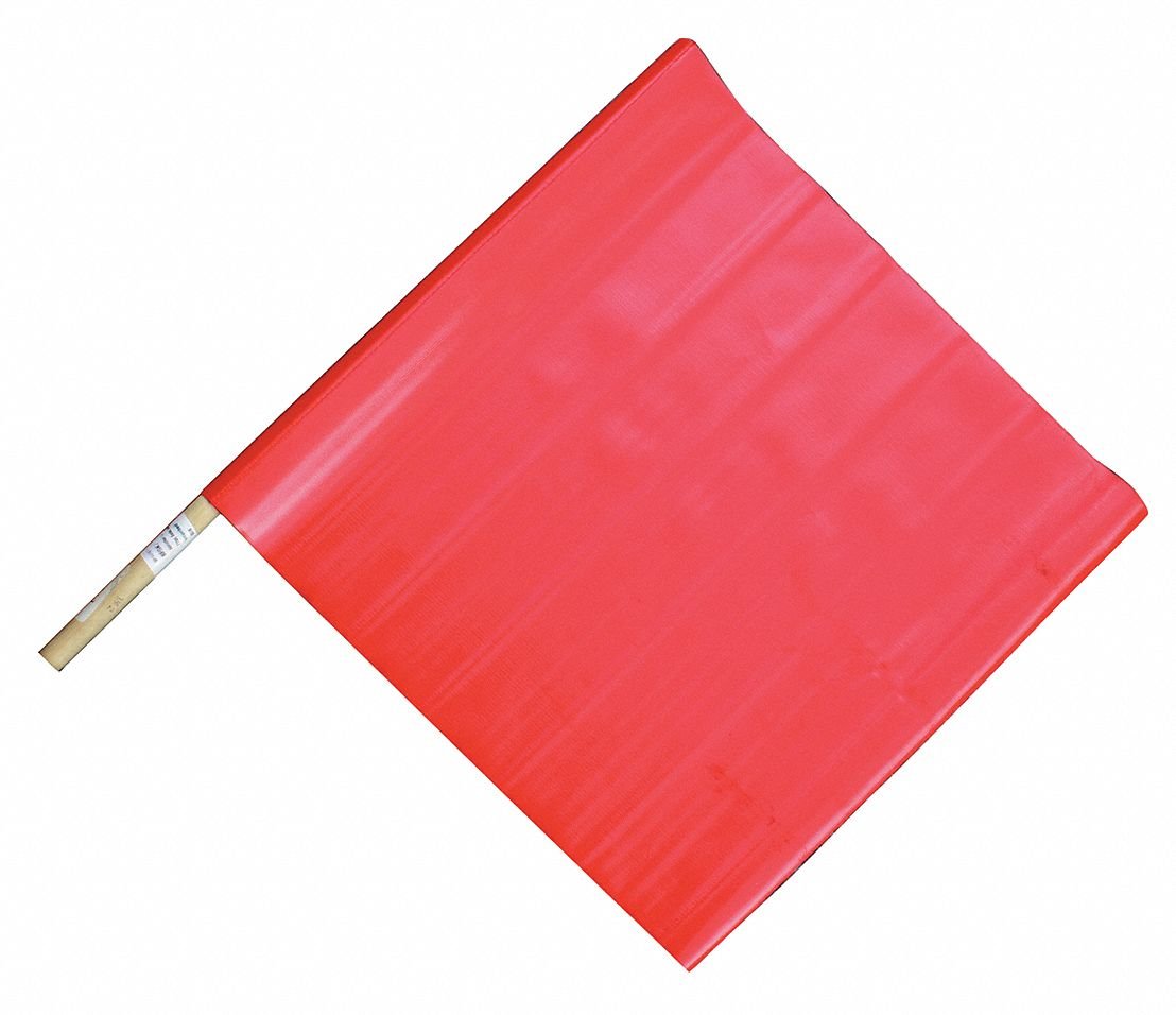 Handheld Warning Flag, Red, 18 x 18 in