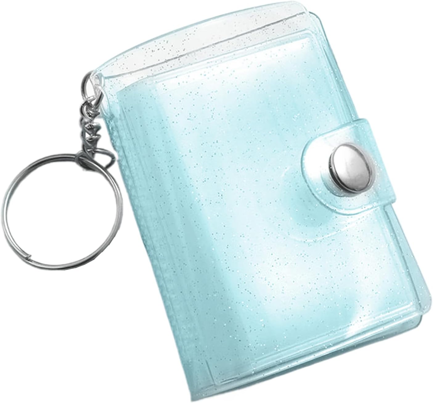 Mini Photo Keychain Album Portable Picture Holder Clear Bag Pendant Backpack Charm Wallet Accessory Gift Kids Adults Wedding Blue - Image 1 of 9