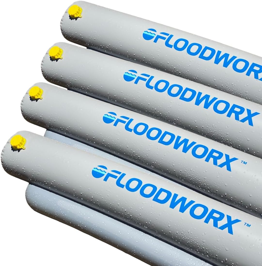 Reusable Flood Barrier and Water Diverter, 4 ft x 6 in, 4 Pack
