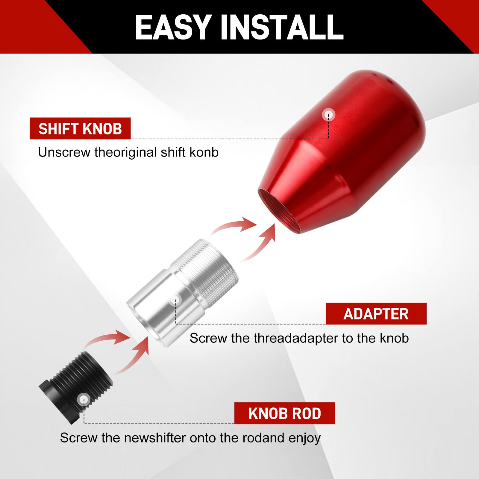 Pomello Cambio Auto 5 Marce Fydun - Manopola Universale Con 3 Adattatori 8/10/12mm, Sensibilità Elevata - Foto 14
