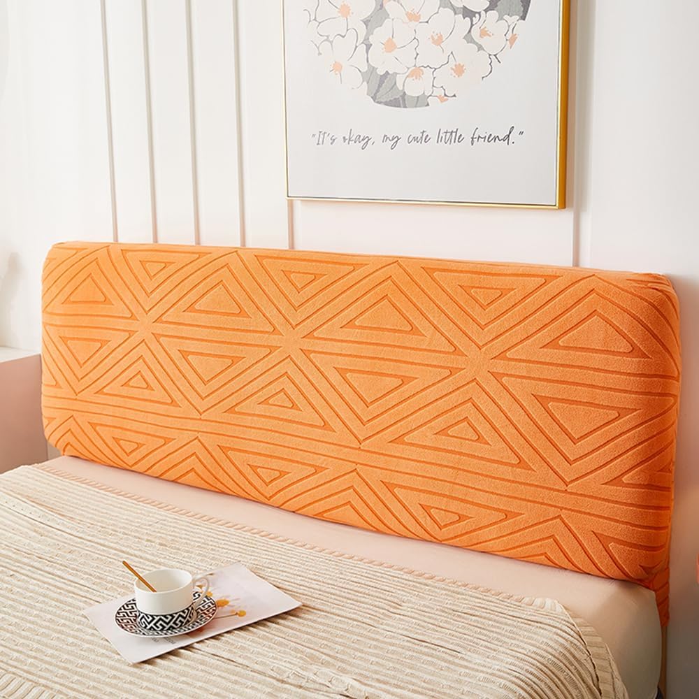 Headboard Cover Bed Elastic Headboard Slipcover Protective Cover for Upholstered Headboard Dustproof Headboard Protector Orange 120cm