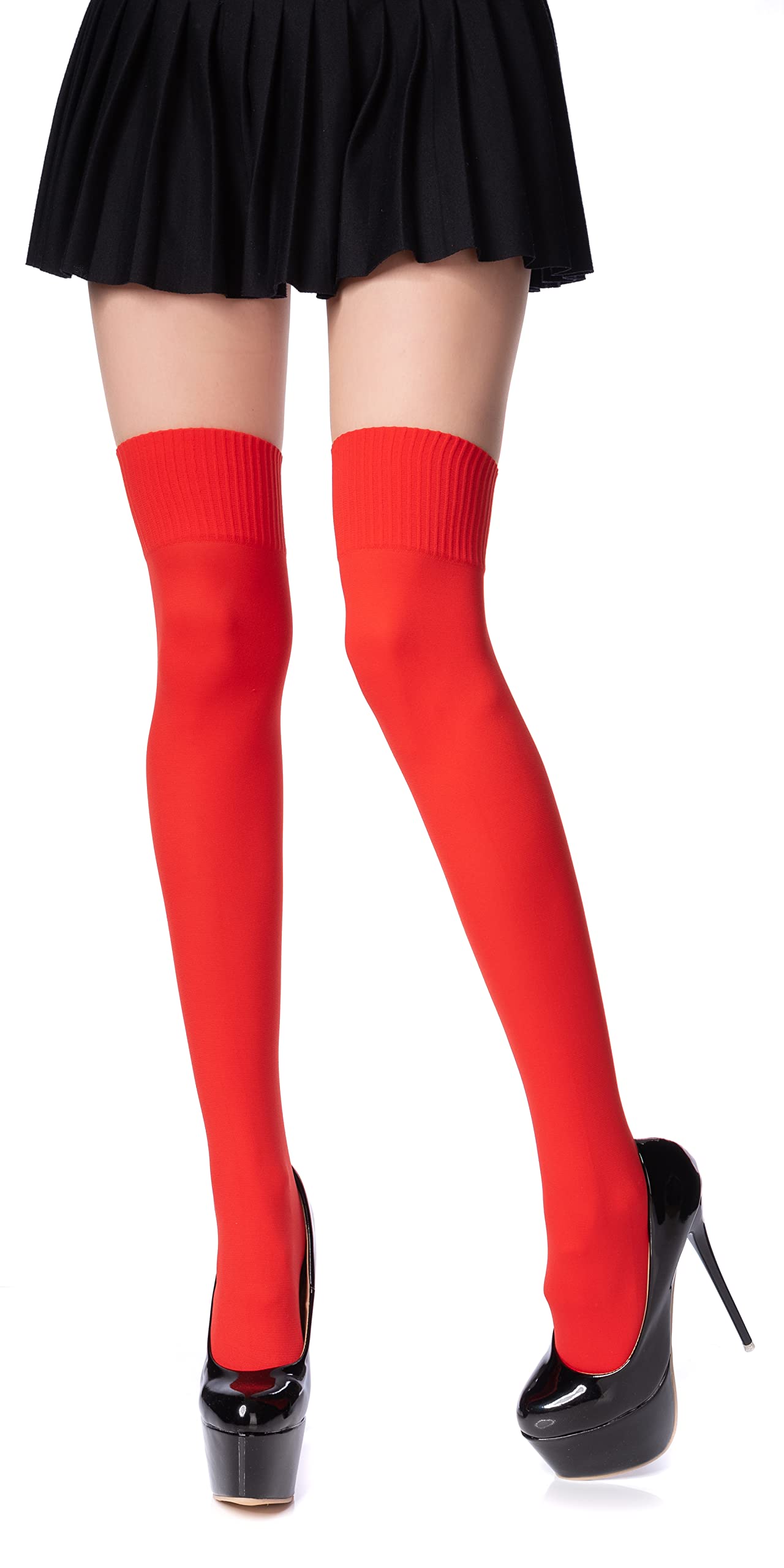 Romartex Women Girl Thigh High Socks Overknee Over the Knee High Socks Stockings, Red