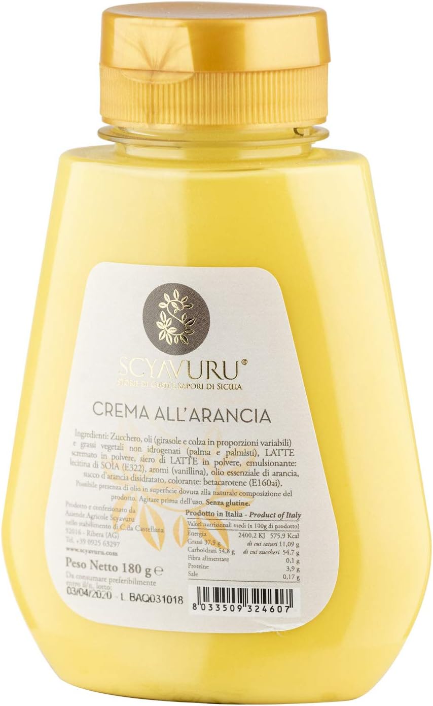 Sweet spreadable Creams Scyavuru in Squeeze Bottle 180gr (Orange)