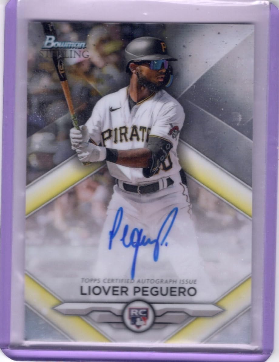 Llover Peguero Autographed Oncard Bowman Sterling Rookie Card Refractor Collectible Baseball Card - 2023 Bowman Sterling Baseball Card #RA-LP (Pirates)