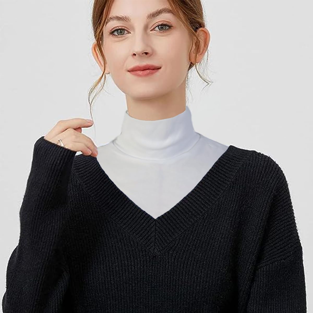 NLAND Colletto Finto Donna Inverno Collo Alto Staccabile Collare a Blusa Dolcevita Cotone Morbido Mezzo Top Scaldacollo