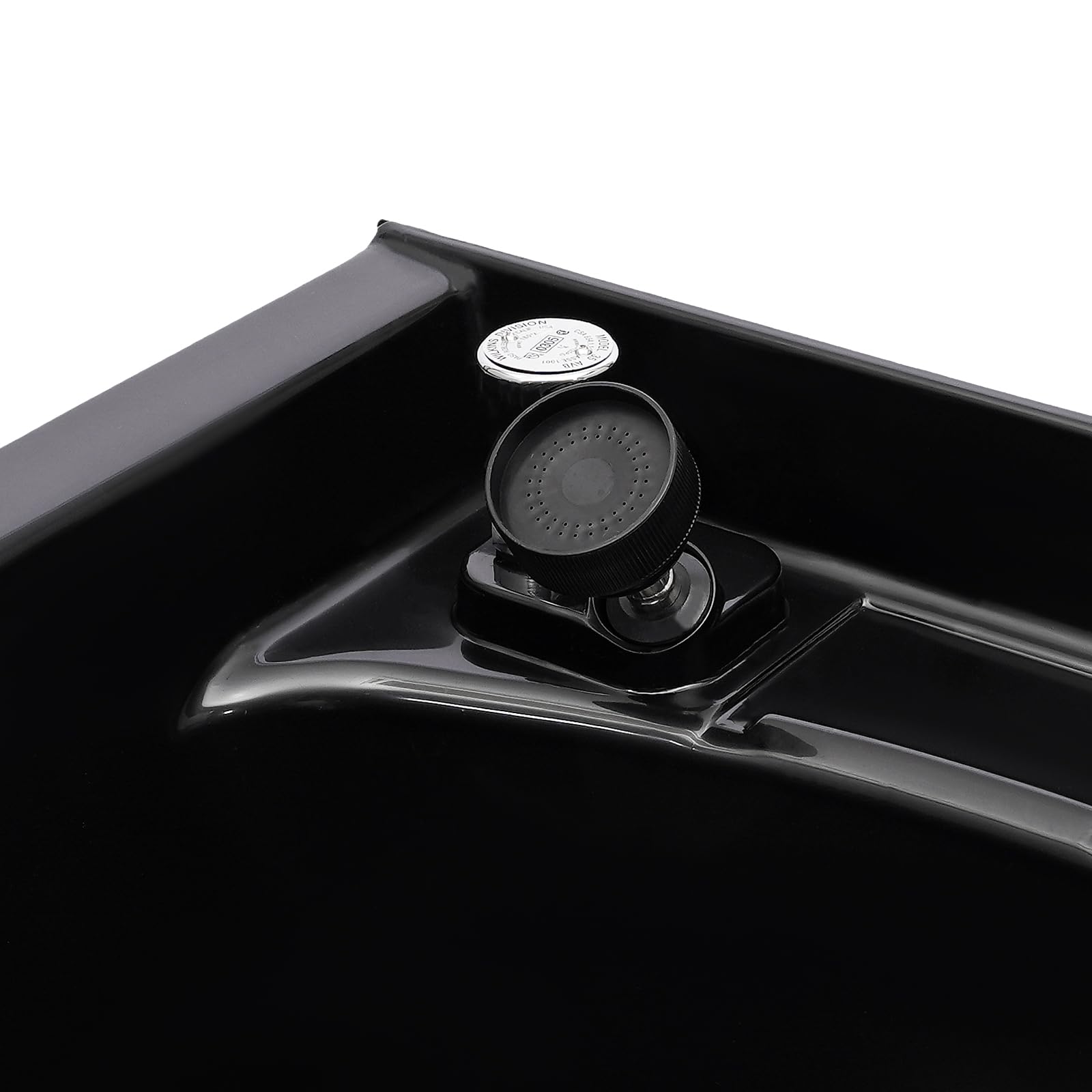 Schwarz Haarwaschbecken Friseur,Shampoowanne mit Wasserhahn,Wandmontage & Montage an Stuhl(nicht enthalten) Waschbecken mit Nackenstütze,Salons Shampoo Bowl Rückwaschbecken,55,5×50×25 cm
